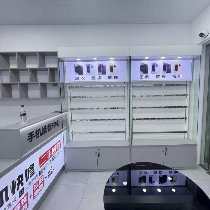 手机店展示柜3C数码配件货架靠墙陈列架手机玻璃展示配件柜边柜