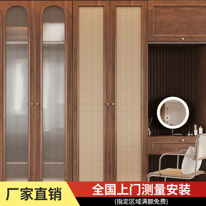 藤编门实木折叠门推拉门隐形门隔断移门厨房卧室门衣柜门日式隔断