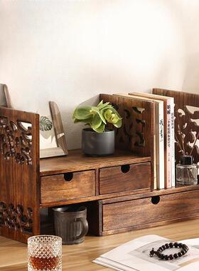 复古飘实木架子中式桌面物架书置桌桌上架CTE窗储物书柜简易小书