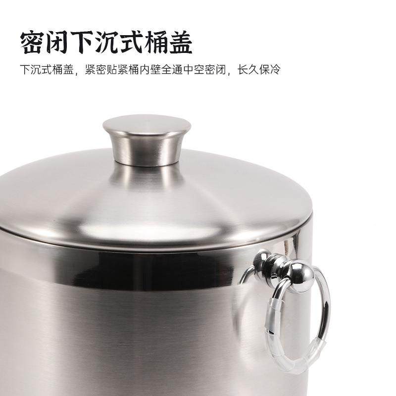 3L啤爆款不锈钢双层冰桶冰夹大容量酒3L-冰桶吧保温冷冰桶高保圆