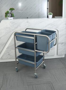 餐厅饭店三层食堂酒店锈钢推XNW餐盘收集手车小推餐车不餐具收碗