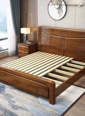 梨木实木全床RQM主卧2米2.2米床床新中式大1..5米18米