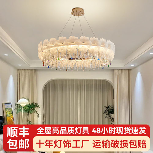轻奢水晶圆形吊灯别墅客厅复