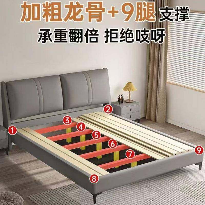 科技布实床现代简约1GNB.8米包主卧经型木双人床软家用1济.5米单