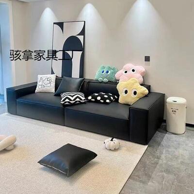 排意极简新款技科布简约现代客厅小户型直豆腐式块奶油风PRH沙发