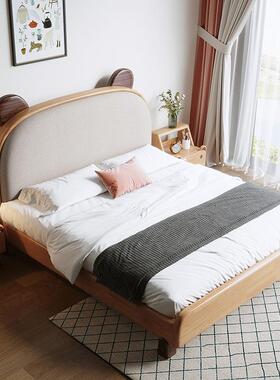 1单.2米全木儿童床男孩小床实女孩公主榉木OGJ简床现代约1.5人床