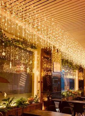 太阳能冰条防瀑灯led布圣装饰灯SNT小彩灯窗帘灯户外水诞节氛围串