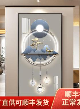 走轻奢入玄关装饰CXP画孔雀廊挂画寓意好吉祥客厅过道大幅版竖户