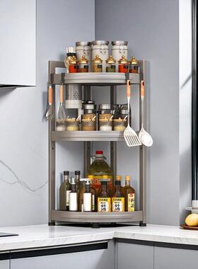 G9厨置架多功能多I层三PNA角形架子油盐酱醋角物落转角台面房三角