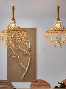 中创意鸟窝个田园藤性编式灯卧室餐厅农家乐帽藤艺复LFA古草艺术