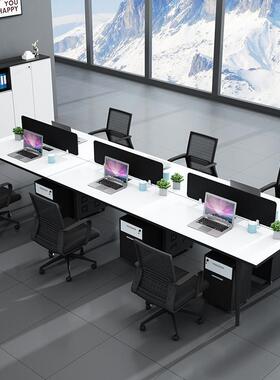 职员办公桌简约现代/6人员钢架白色4工位屏风办ZCD公工室桌作椅组