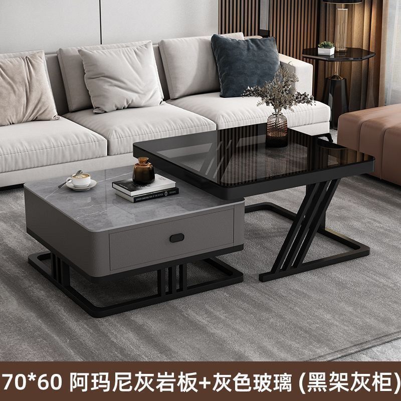 网红茶几客厅轻奢玻璃岩板现代小户型组合茶桌现代简约风成人
