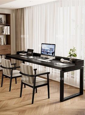 实电木书桌公JWZ学习桌人长条桌卧室办家用简约黑色脑桌防掉双落
