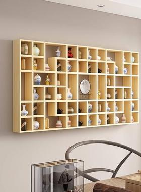 墙上置物架多木宝格壶子架茶陶艺展示架创意实格子架古博架EHO茶