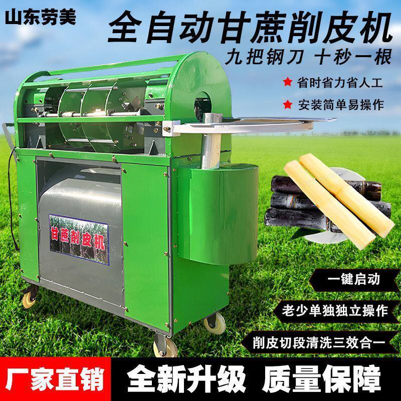 甘蔗削皮切断一体机48-72-220V通用甘蔗去皮机小型电动脱皮机刨皮