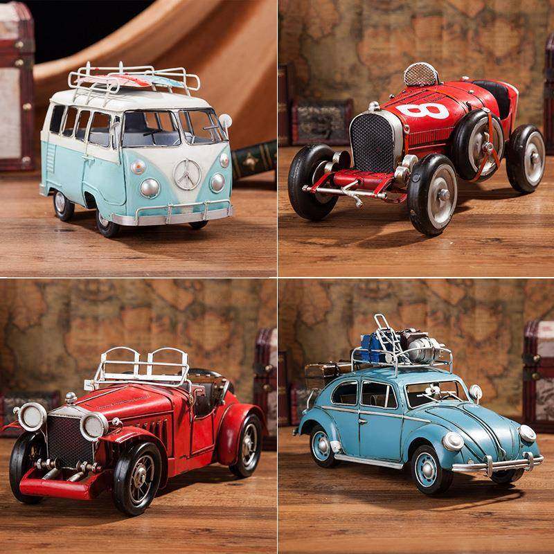 欧式复古老式铁皮老爷车模型仿真创意道具汽车模型手工铁艺摆件