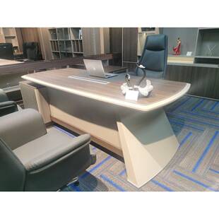 霍林河老板桌总裁桌霍林郭勒市轻奢办公室经理办公桌椅组合氛围灯