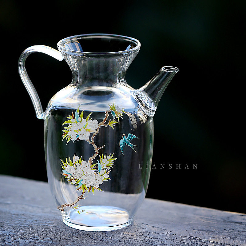 舒岚玻璃仿宋茶壶中式小枣执壶耐热茶具泡绿茶器透明小号醒酒壶