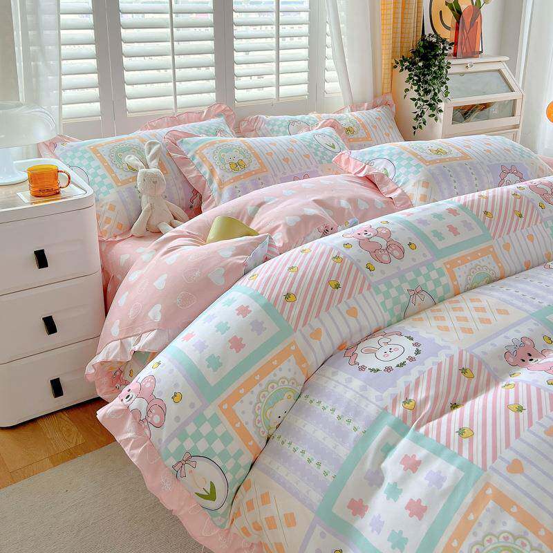 小清新韩式床裙冬季加厚磨毛花边床单床裙四件套公主风床上三件套