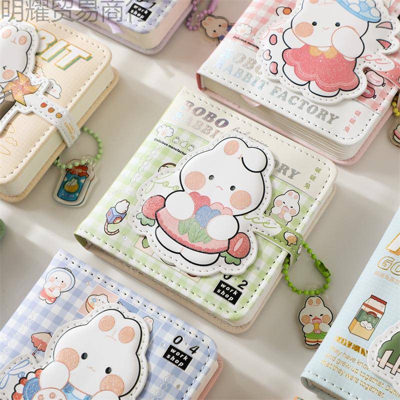 mini迷你啵啵兔彩页PU皮磁扣本口袋小本子高颜值少女心小号手账