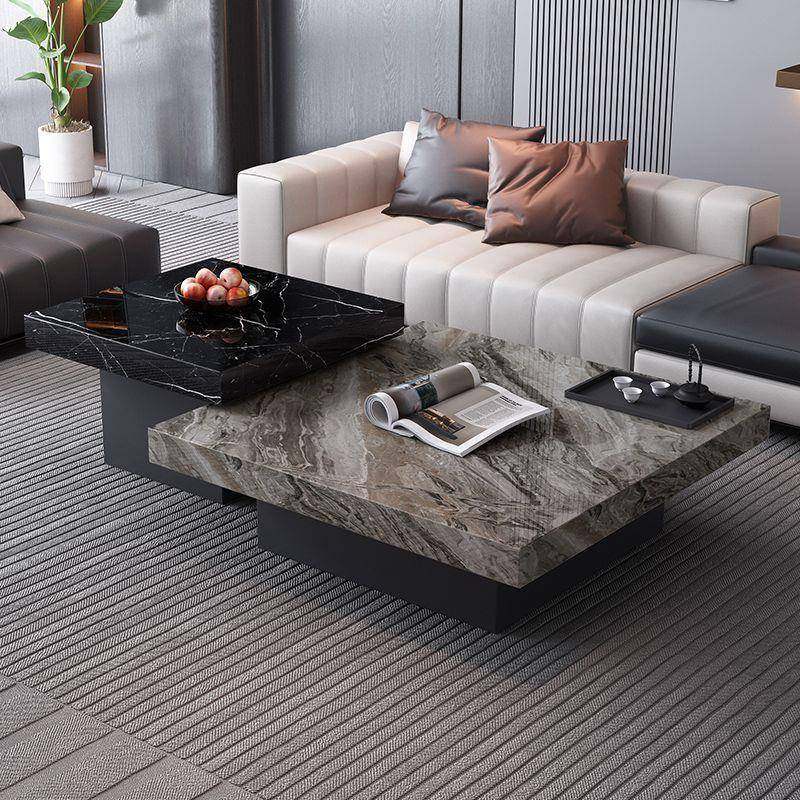 意式极简岩板茶几现代简约客厅家用大理石轻奢小户型高低方形组合
