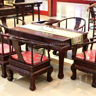 红木家具阔叶黄檀长方形功夫茶台红E木茶桌印尼黑酸枝虎脚古典茶