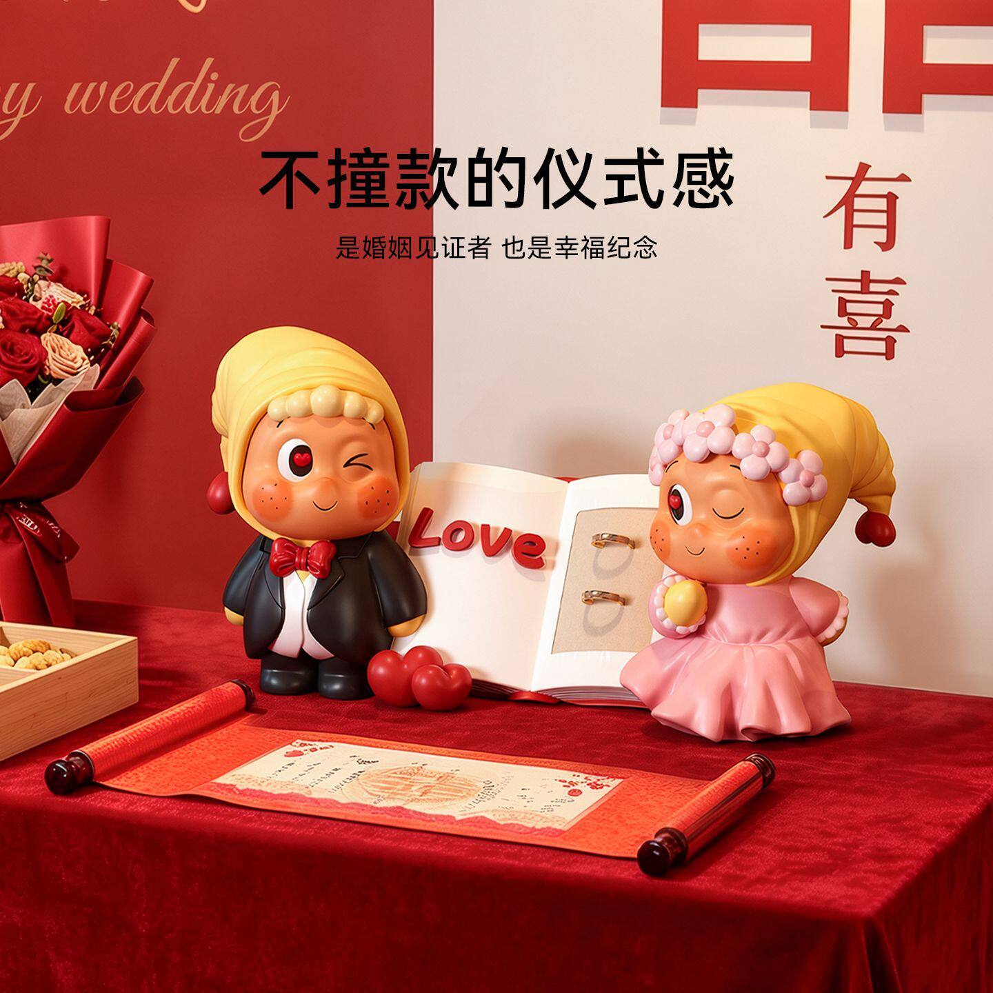 结婚礼物送新娘订婚布置装饰摆件新婚喜庆情侣婚房卧室创意装饰品