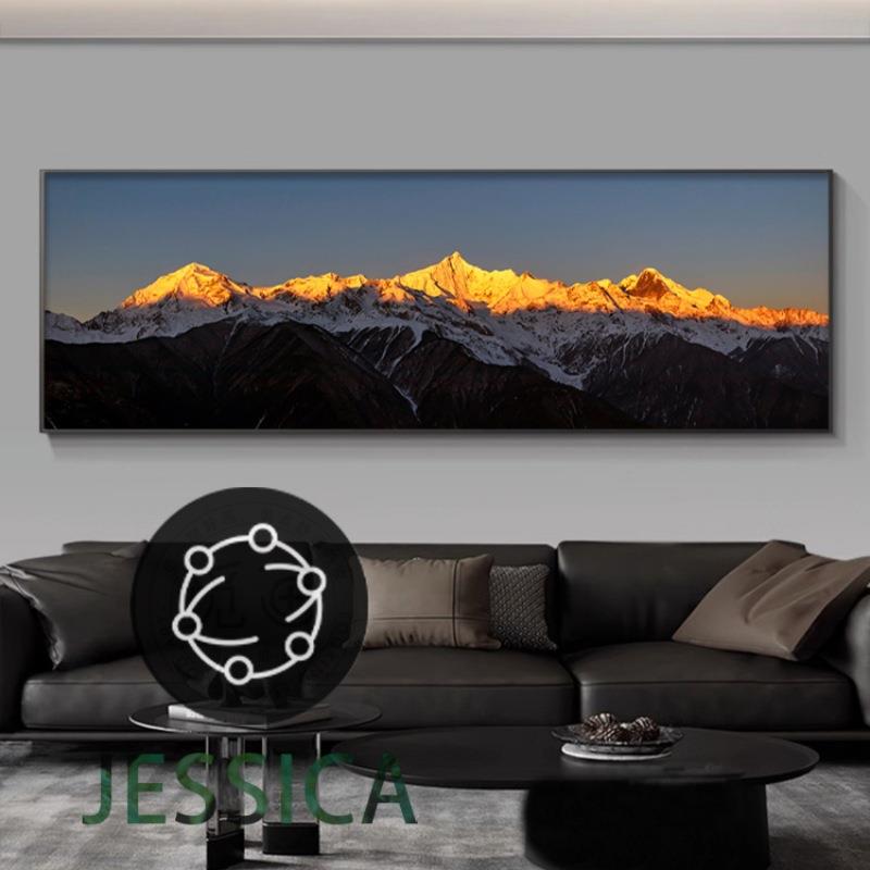 日照金山客厅装饰画沙发背景壁画办公室背有靠山梅里雪山风景挂画