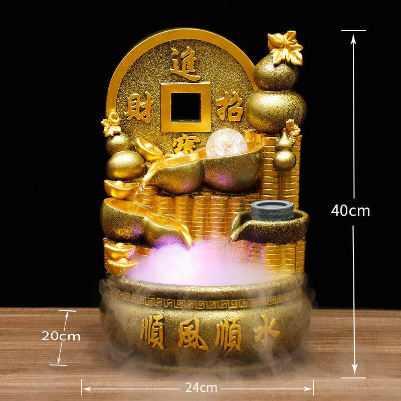 福到财到创意葫芦风水轮流水喷泉桌面加湿器办公室摆件厂家直销