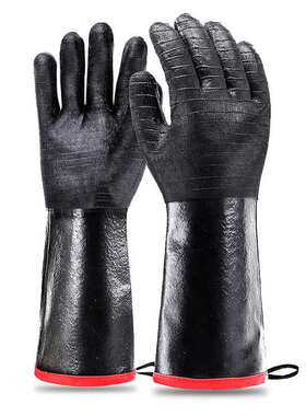 重型氯丁胶耐高温500℃防烫手套耐酸碱耐热 烧烤阻燃隔热锅炉35cm