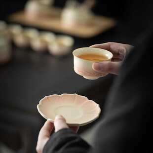 米黄莲花陶瓷壶承干泡台家用单个高档茶台茶海养壶盘壶托茶壶承垫