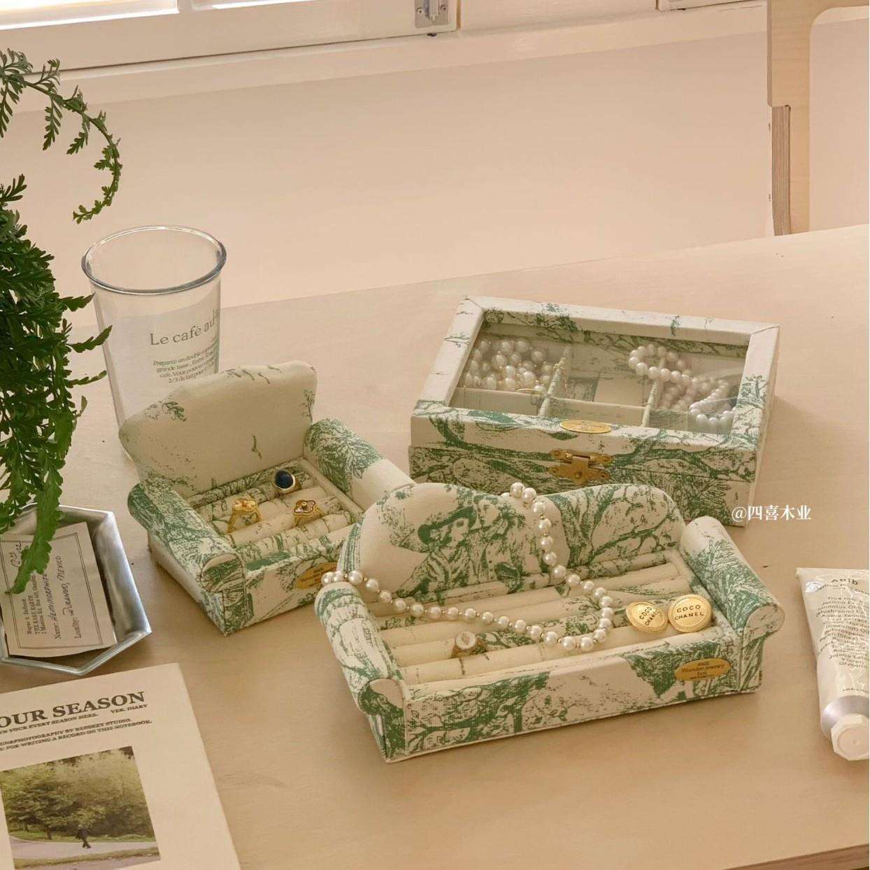布艺法式饰品陈列首饰展示陈列复古首饰盒饰品盒迷你沙发摆件
