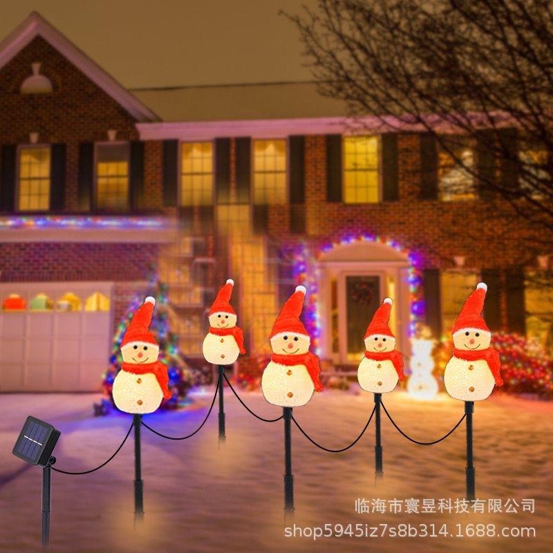 跨境新款LED米粒雪人太阳能地插户外草坪花园装饰庭院灯