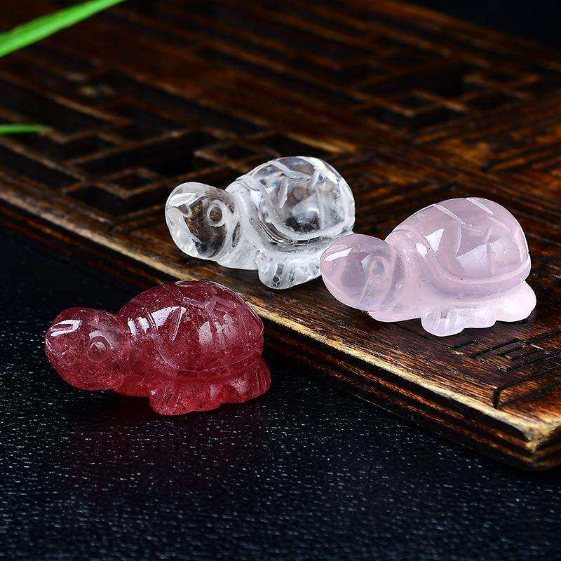天然白水晶乌龟摆件原石打磨雕刻件家居客厅办公室桌面装饰