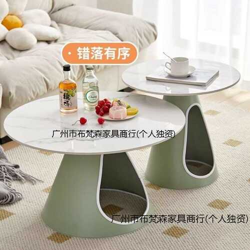 极简茶桌整套装组合岩板茶机轻奢现代简约圆形小户型茶几客厅家用