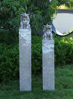 中式摆件禅意庭院酒店玄关门口造景落地仿古栓马柱户外花园拴马桩