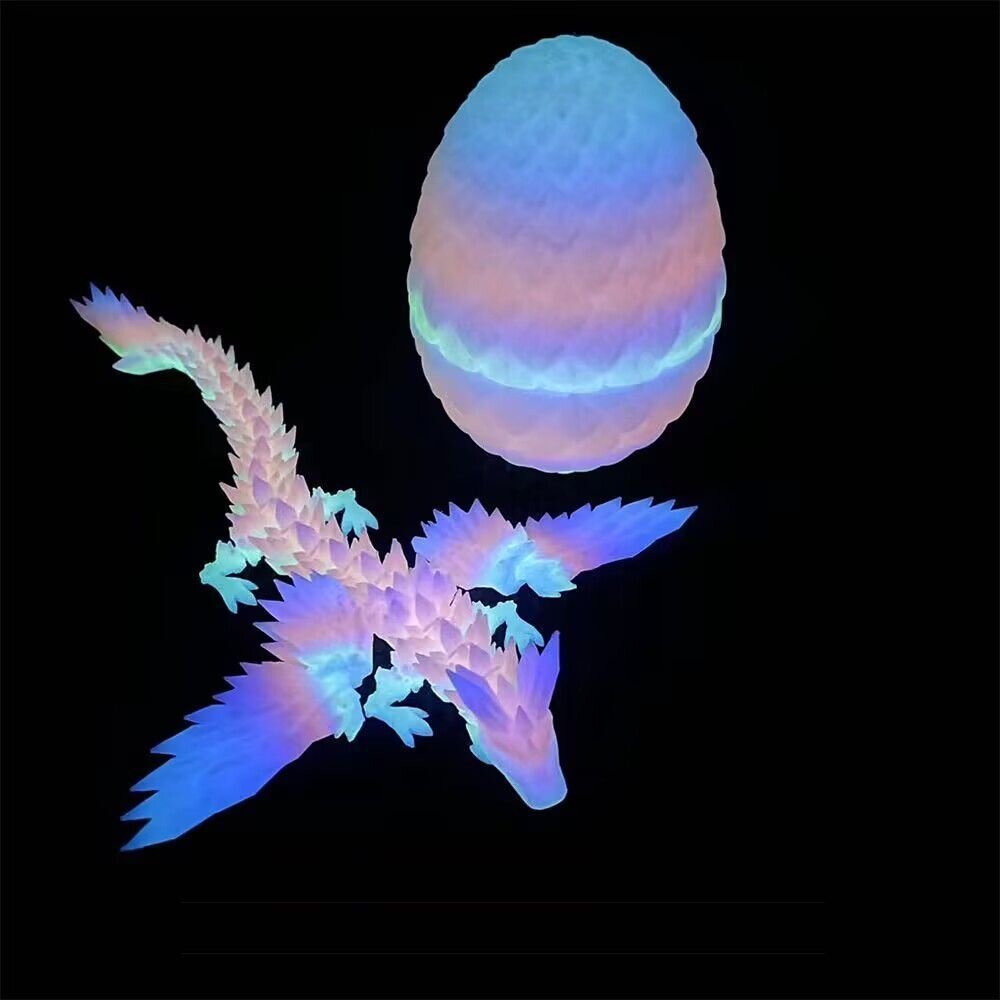 飞龙3d打印龙全关节可动飞龙带翅膀夜光龙摆件儿童礼物玩具水晶龙