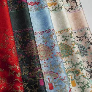 花织金妆花JY-A4-22马面裙布料明古装汉服提花高精密制莲色织定位