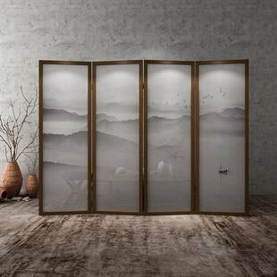 屏隔断厅实Z4木折酒店客茶室办公室书房遮挡简约现代叠新风中式折