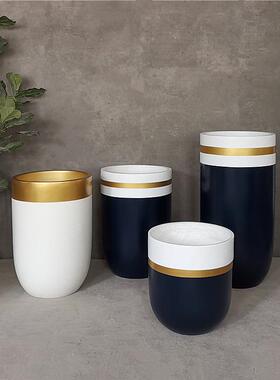 现代简约纹玻璃钢JY55161花盆居酒店园绿艺绿化花工程家植创意摆