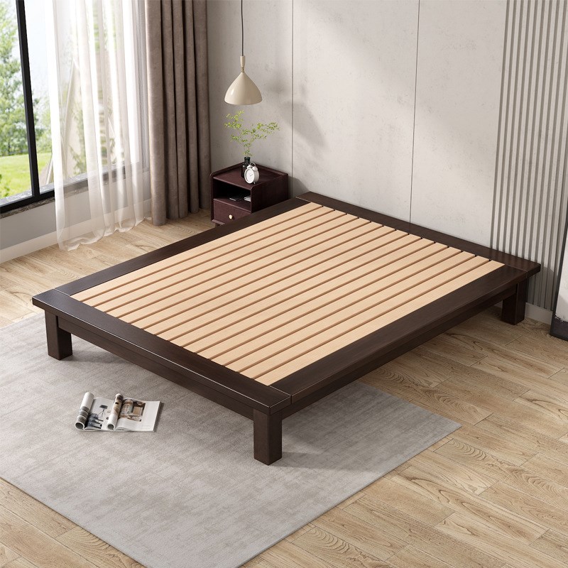 实木床榻榻米床简约现代无床头床架1米8双人无靠背新品可订全榉木