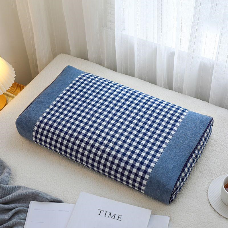 枕头夏天荞麦枕大人家用格子枕头双层内芯水洗棉枕套可爱荞麦壳