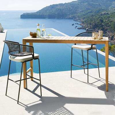 户外藤编桌椅庭院酒吧餐厅吧椅露天餐椅室外阳台高脚椅组合三件套