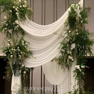 奶油色婚庆布幔香槟色背景布吊顶布弹力布婚礼帷幔装饰布挂布