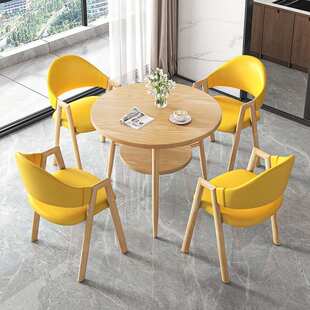 阳台休闲茶桌椅组合双层小圆桌茶几咖啡店现代简约休息区洽谈桌子