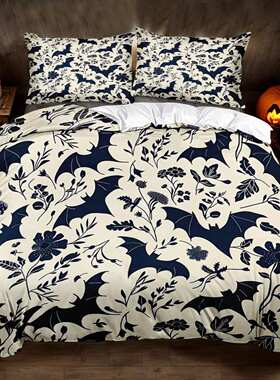 TEMU 床上三件套万圣节蝙蝠幽灵卧室家居装饰床上三件套可发JIT