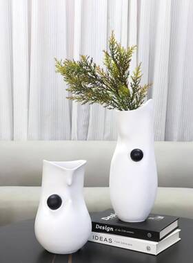 现代极脂简黑抽象白色点摆树花瓶1722桌面件客厅餐厅卧室玄关家居