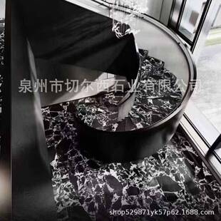 宝各梯丽黑22082天然理石大圆桌餐桌岛家台定制装楼踏步门槛石材