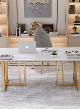 欧用大室理石书桌椅组合家长方北形办公电脑桌简约轻YP04273奢卧