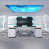 厅发展台展示柜多展层创意圆形展光玻璃柜 展示台异形木质烤漆柜